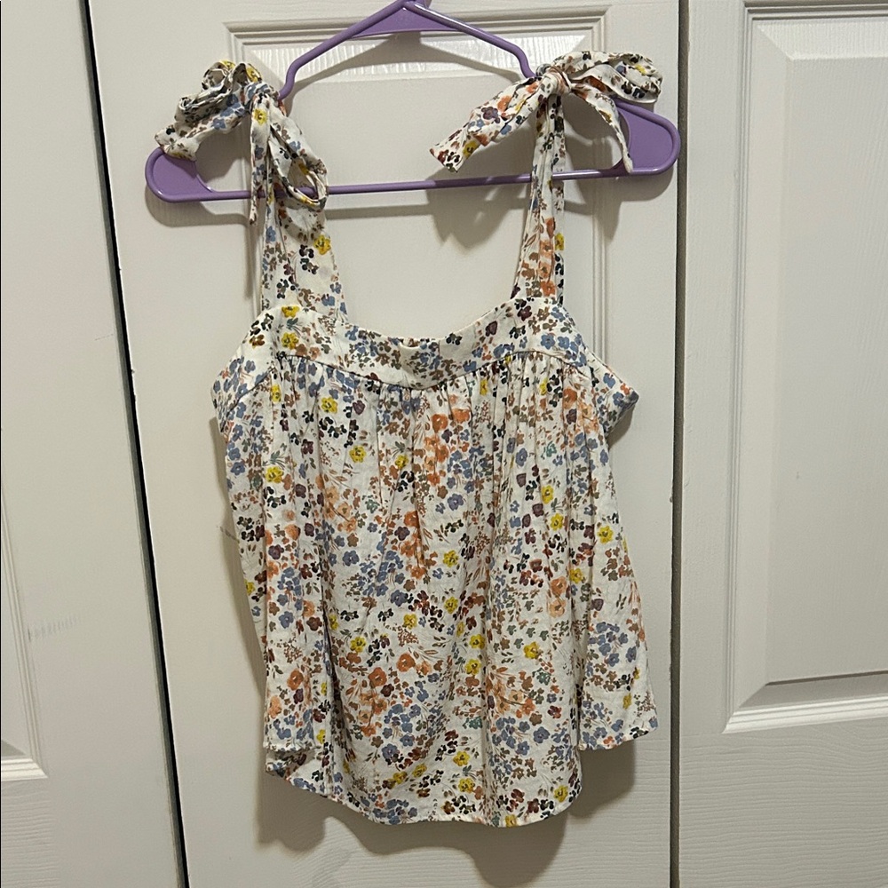 Floral Print Women's Tie Tank Top